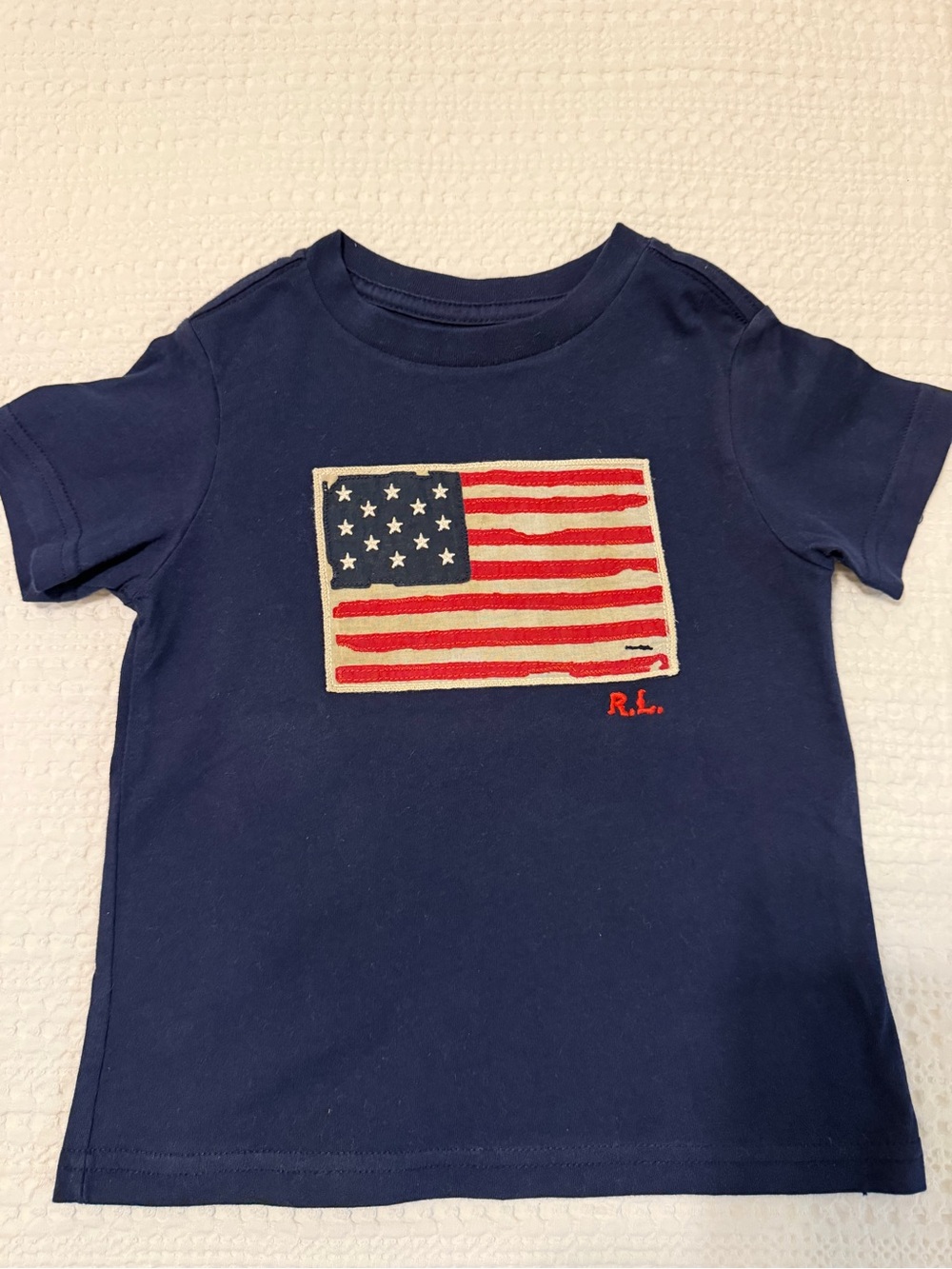 Polo by Ralph Lauren Navy Tee with American Flag Patch